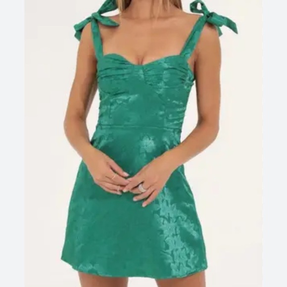 Women’s Lucy in the sky Neila green w/ floral print sleeveless dress Small - Picture 2 of 6